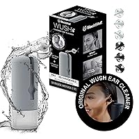 Wush Pro by Black Wolf - The Original Deluxe Water Powered Ear Cleaner with 6 Reusable Replacement Tips by Black Wolf - Safe & Effective for Ear Wax Buildup - Electric Ear Wax Removal Kit (Grey)
