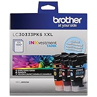 Brother Genuine LC30333PKS 3-Pack, Super High-yield Color INKvestment Tank Ink Cartridges; Includes 1 Cartridge each of Cyan, Magenta & Yellow, Page Yield Up to 1,500 Pages/Cartridge, LC3033