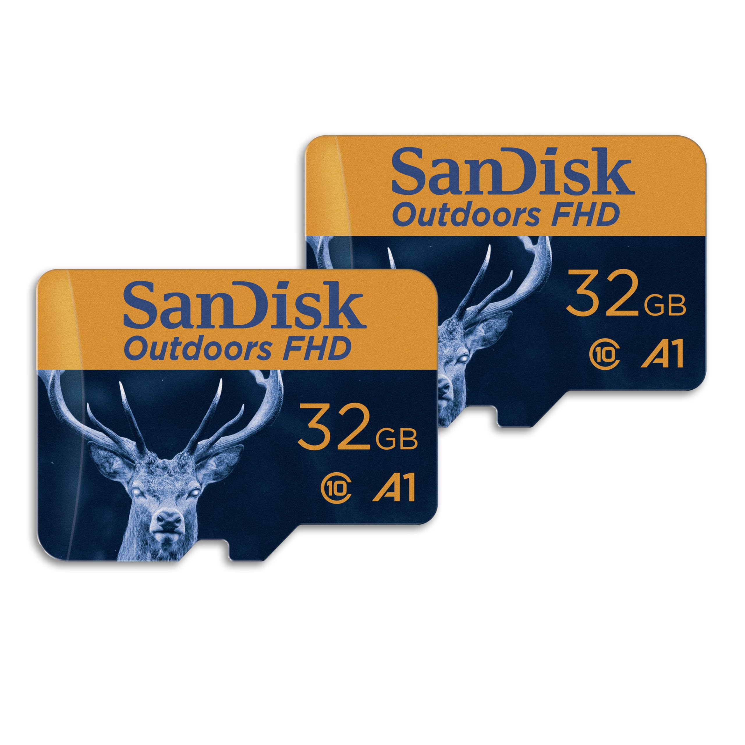 SanDisk 32GB 2-Pack Outdoors FHD microSDHC UHS-I Memory Card with SD Adapter (2x32GB) - Up to 100MB/s, Full HD, C10, A1, Trail Camera Micro SD Card - SDSQUNR-032G-GN6VT