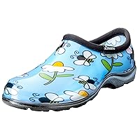Sloggers Waterproof Garden Shoe for Women – Outdoor Slip On Rain and Garden Clogs with Premium Comfort Insole, (Bee Light Blue), (Size 7)