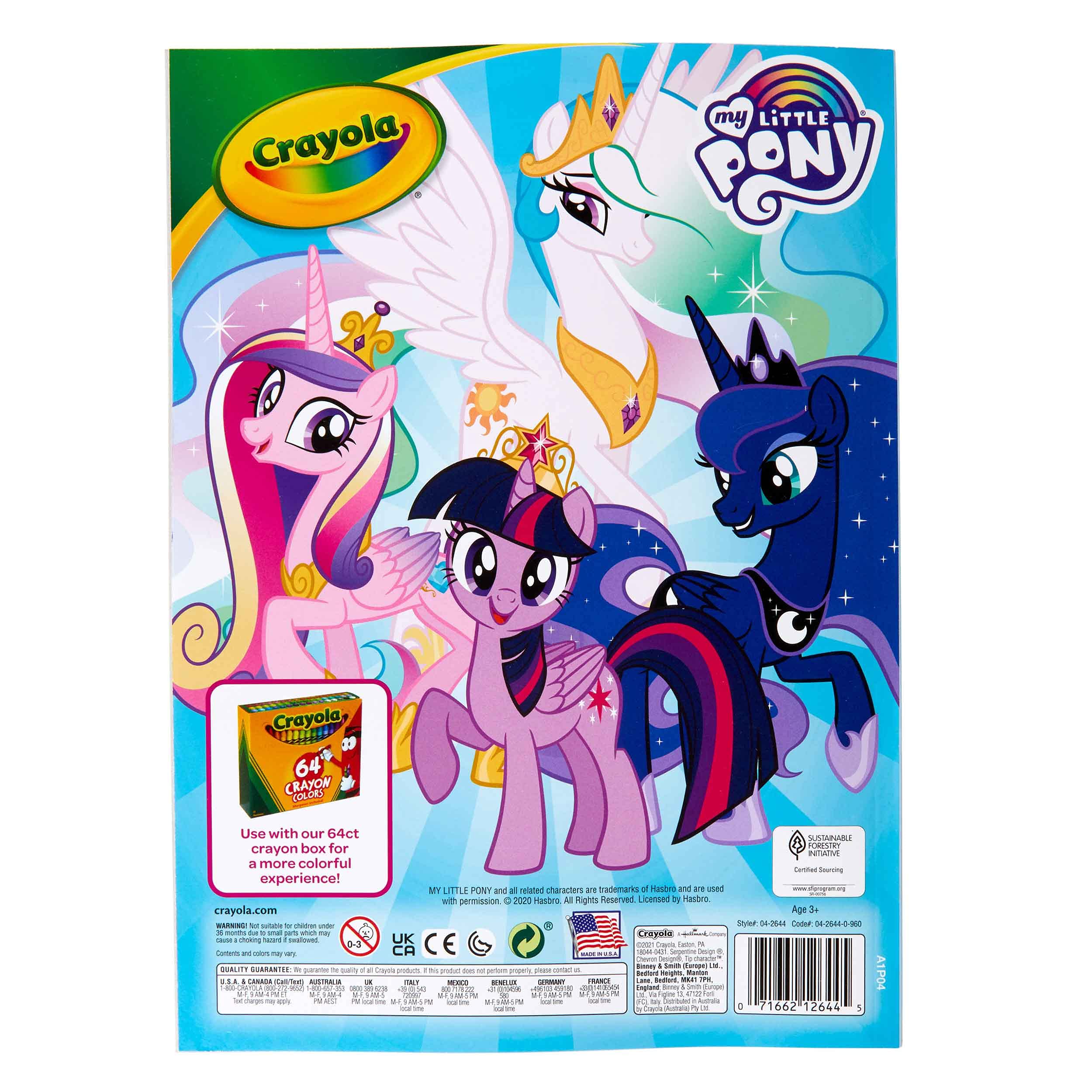 Crayola My Little Pony Coloring Book with Stickers, Gift for Girls and Boys, 96 Pages, Ages 3, 4, 5, 6