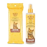 Burt's Bees for Cats Grooming Wipes and Dander Reducing Spray - Cat Wipes and Cat Dander Spray, Cat Dander Wipes, Dander Reducing Cat Grooming Wipes, Burts Bees Cat Spray for Dander