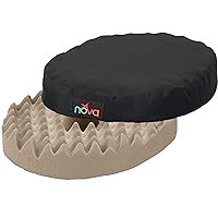 NOVA Medical Products Donut Pillow Seat Cushion with Convoluted â€œEgg Crateâ€ Foam, Travel Ring Cushion, Removable & Washable Black Cover