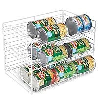 Smart Design Can Organizer for Pantry – Perfect for Kitchen Organization, Refrigerator, Cabinet, Spice Rack – 3 Tier Adjustable Can Storage - Steel Metal Shelves – Holds Up to 36 Cans - White