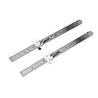 Stainless Steel SAE Metric Ruler Set - Stainless Steel Precision Ruler Measuring Tool - Detachable Clips - Set of 2 Pcs - 925PSR-2