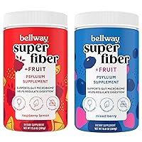 Super Fiber Powder + Fruit, Sugar Free Organic Psyllium Husk Powder Fiber Supplement for Regularity, Bloating Relief & Gut Health, Non-GMO, Plant-Based, Raspberry Lemon & Mixed Berry