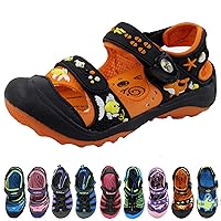 Gold Pigeon Shoes Magnetic Closure Kids Closed Toe Sandals for Boy: 7610 Black Orange, EU27 (Toddler Size 10-10.5)