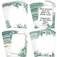 100 Sheets Back to School Eucalyptus Stationery Computer Paper, 8.5x11 Green Leaf Border Printer Letterhead Paper for Teacher Printing Writing Letters, School Printer Supplies for Kids Home Family