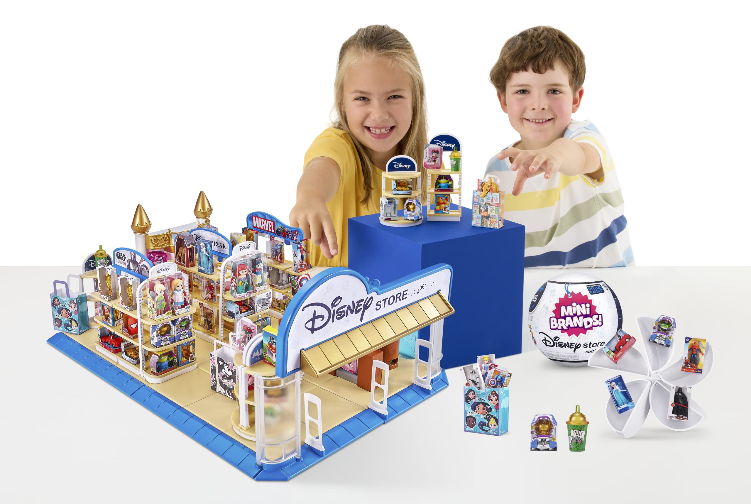 5 Surprise Mini Brands Disney Toy Store Playset by Zuru - Includes 5 Exclusive Mystery Mini's, Store and Display Mini Collectibles for Kids, Teens, and Adults