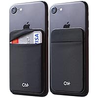 CA+ Phone Wallet Card Holder for Phone Case Sleeves Stick On Wallet for Cell Phone Card Holder Durable Adhesive Sticker ID Credit Card Holder for Back of Phone (Black 2Pcs)
