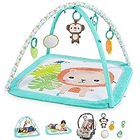 Bright Starts Safari Blast Activity Gym & Play Mat with Take-Along Toys, Ages Newborn +