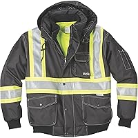 Men's Class 1 High Visibility 3-in-1 Bomber Jacket with Reflective Material - Lime, 2XL