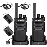 Retevis RT68 Walkie Talkie(2 Pack) with Earpiece(2 Pack),Rechargeable,Portable FRS Two-Way Radio,Heavy Duty Long Range,USB Charging Base,License Free,RT22 Acoustic Tube Walkie Talkie Earpiece with Mic