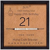 Suyi Morse Code Bracelet Birthday Gifts for Women Girls Sterling Silver Bracelet Birthday Jewelry for 12th 13th 14th 15th Sweet 16th 17th 18th 19th 20th 21st 25th 30th 40th 50th 60th 70th 80th