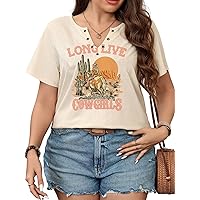 Women's Plus Size Tops Cowgirl Country Outfits Cowboy Shirts Western Graphic T-Shirts