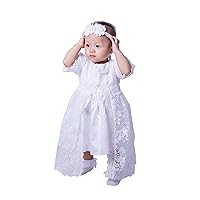 5PCs/set Baby Girls White Christening Baptism Gown Princess Dress
