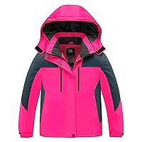 ZSHOW Girls' Ski Jacket Waterproof Fleece Raincoat Windproof Warm Winter Coat with Detachable Hood