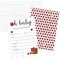 DISTINCTIVS Apple Farmhouse Baby Shower Party Invitations - 10 Cards with Envelopes