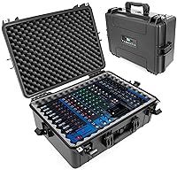 CASEMATIX Waterproof Mixer Carry Case Compatible with Yamaha MG12XU 12 Channel Mixing Console and More - Hard Shell Sound Board Case with Foam Fits Mixers up to 17