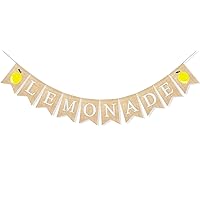 Burlap Lemonade Banner Lemonade Stand Decorations Garland Lemon Theme Baby Shower Birthday Party Supplies Vintage Rustic Hanging Bunting Flag