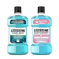 Cool Mint Antiseptic Mouthwash to Kill 99% of Bad Breath Germs and Gum Therapy Mouthwash in Glacier Mint to Help Reverse Signs of Early Gingivitis, Convenience Pack, 2 x 1 L