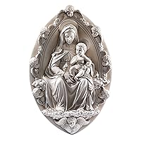 Design Toscano Madonna and Child 1430 Wall Sculpture, Faux Stone Finish, 13.00