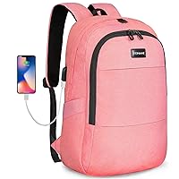 ZOMAKE Travel Laptop Backpack Water Resistant Anti-Theft Bag with USB Charging Port and Lock 14/15.6Inch Computer Business Backpacks Gift for Men Women(15.6 IN,A-Coral Pink)