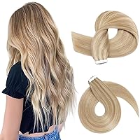 SEGO Tape In Hair Extensions Human Hair 20pcs 50g/pack Tape in Remy Human Hair Extensions Hair Extensions Straight Seamless For Women 14/16/18/20/22 Inches