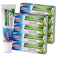 Secure Sensitive Denture Adhesive with Aloe Vera & Myrrh – 12-Hour Max Hold – Patented Waterproof Seal – for All Denture Types – Food Grade Ingredients – FSA HSA Approved – 1.4 oz