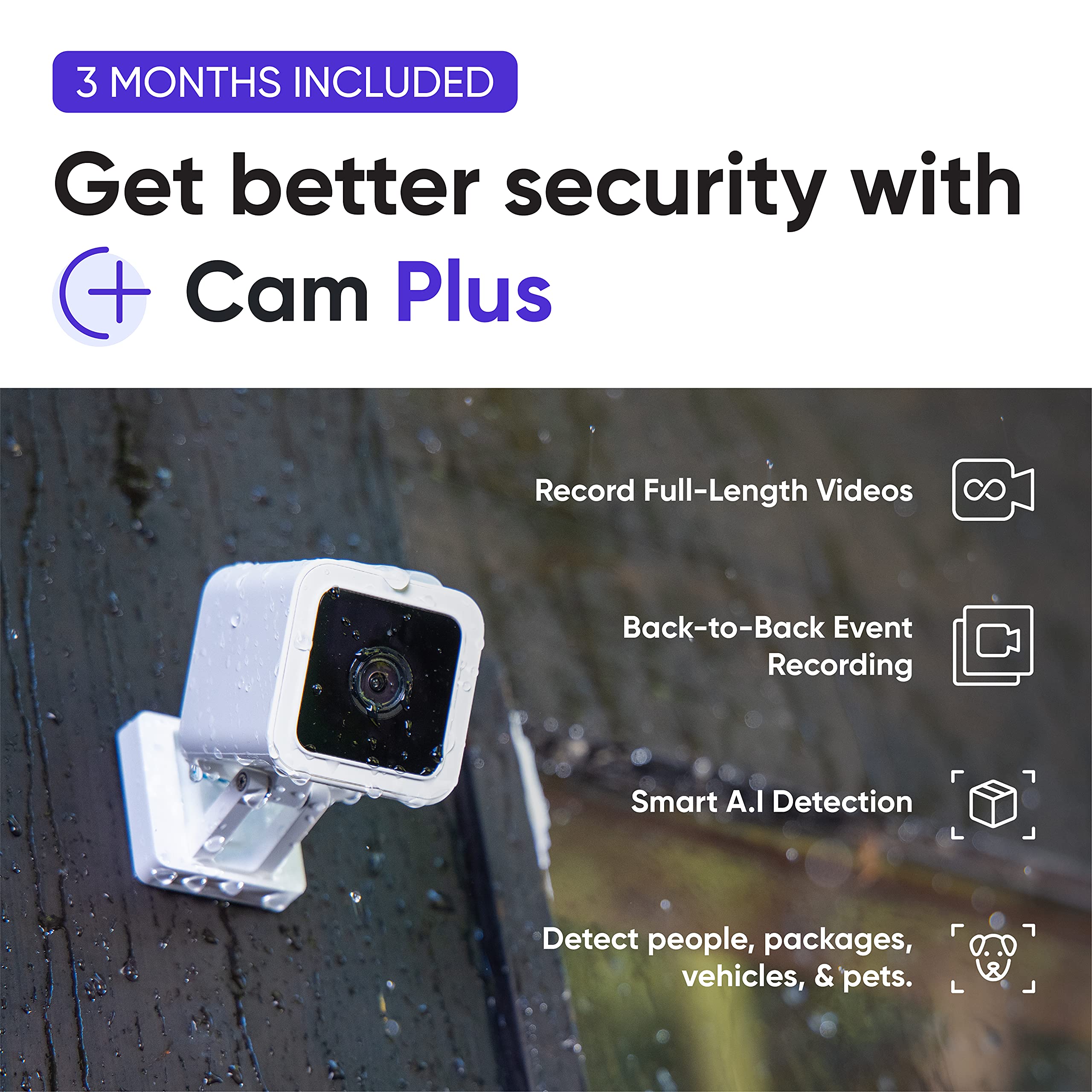 Wyze Cam v3 1080p HD Indoor/Outdoor Video Camera with Color Night Viewing, 2-Way Audio, Compatible with Alexa & The Google Assistant and IFTTT with Wyze Cam Plus 3 Month Subscription
