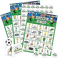 35 Pcs Sport Bingo Games 24 Players Soccer Party Bingo Cards for Boys Girls Adults Family Classroom Activities Sports Birthday Party Favors Supplies(Fashion)
