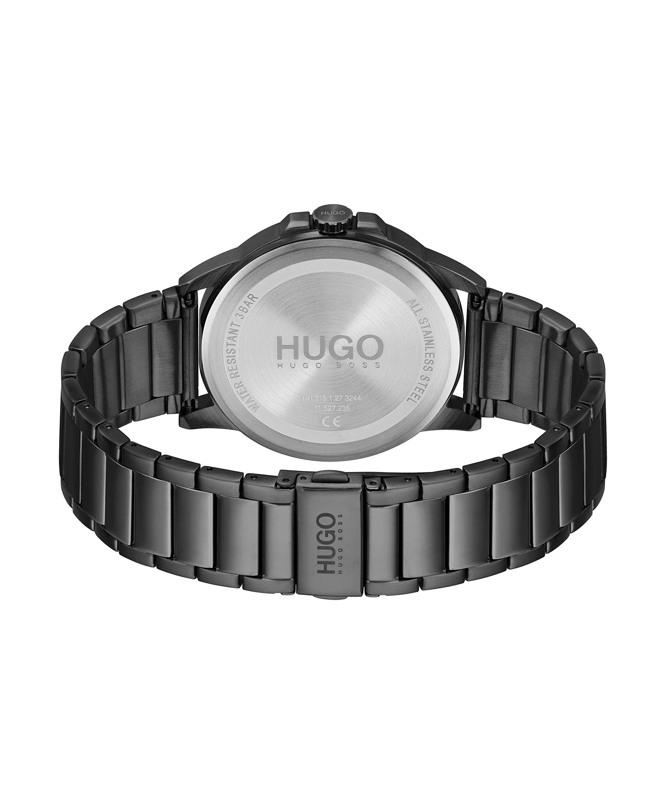 HUGO #First Men's Quartz Stainless Steel and Link Bracelet Casual Watch, Color: Black (Model: 1530187)