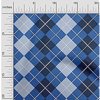 Polyester Spandex Blue Fabric Argyle Check Craft Projects Decor Fabric Printed by The Yard 56 Inches Wide