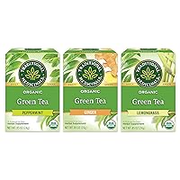 Traditional Medicinals Organic Green Tea Sampler Pack, 1 Box Green Tea Peppermint, 1 Box Green Tea Ginger, 1 Box Green Tea Lemongrass, 16 Tea Bags/Box (3 CT)