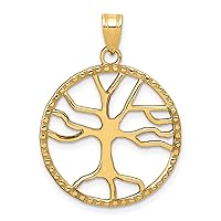Charms Collection 14K Tree of Life in Round Frame Pendant D4245