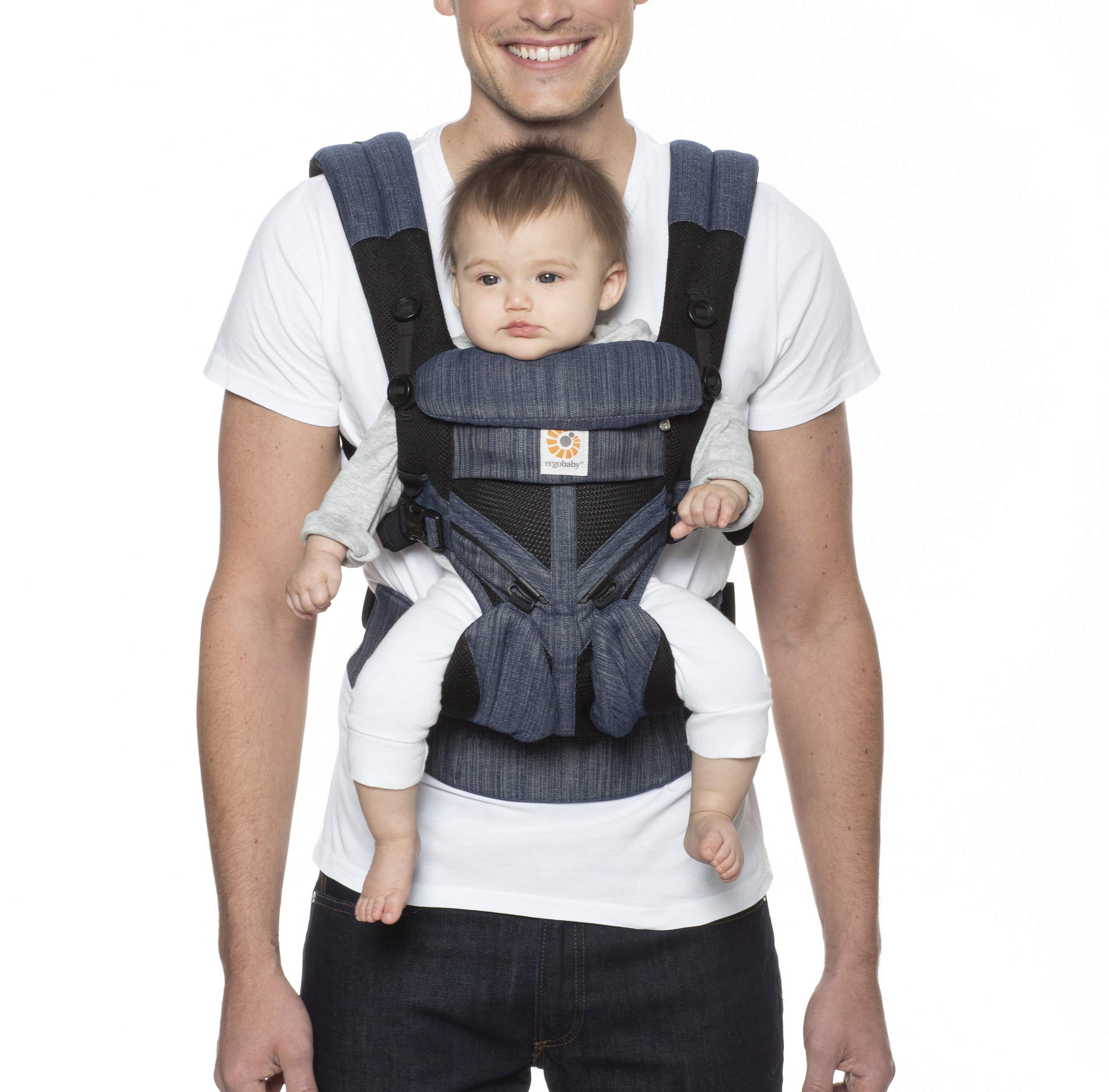 Ergobaby Omni 360 All-Position Baby Carrier for Newborn to Toddler with Lumbar Support & Cool Air Mesh (7-45 Lb), Indigo Weave