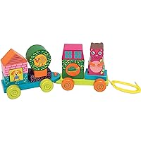 OOPS Fun Forest & City Train - Wooden Pull Along Toy and Stacking Puzzle for Toddlers