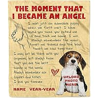 Personalized Dog Memorial Letter Blanket Throw Fleece Customized Pet Picture Remembrance Sympathy Blankets for Loss of Dog Unique Custom Photo Name Bereavement Blanket for Dog Lovers (50x60)