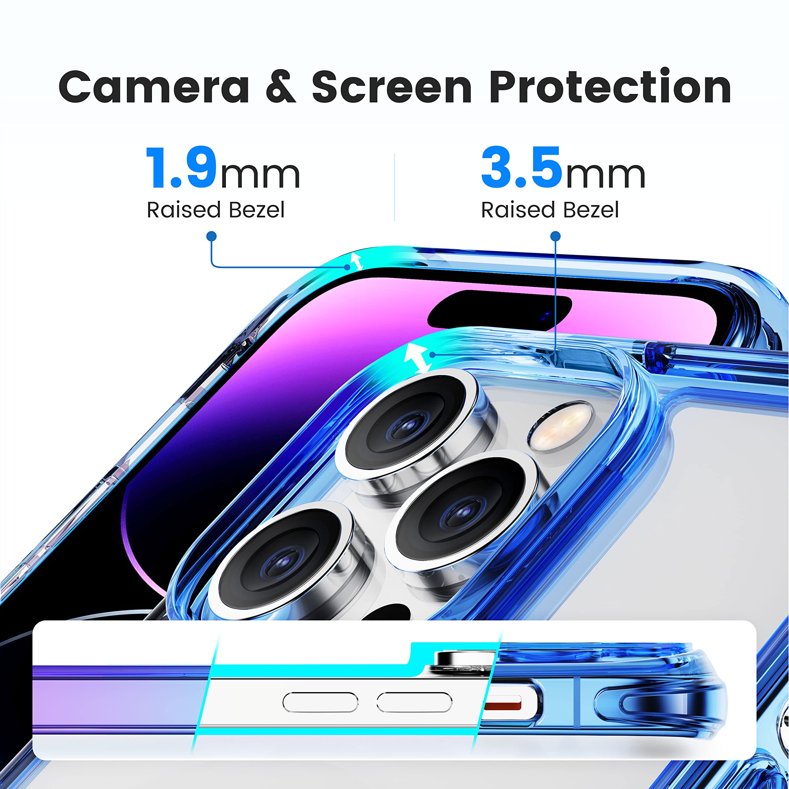 Mkeke Strong Magnetic for iPhone 14 Pro Max Case Compatible with MagSafe Gradient Purple Blue Case Non Yellowing Shockproof Case for iPhone 14 Pro Max 6.7 inch 2022