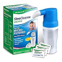 Soft Tip Micro-Filtered Nasal Wash System, Relieves Nasal Congestion Due to Cold & Flu, Dry Air, Allergies, 30 All-Natural Saline Packets