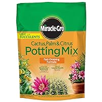 Miracle-Gro Cactus, Palm & Citrus Soil - For Containers , Added Fertilizer Feeds for 6 Months, 8 qt.