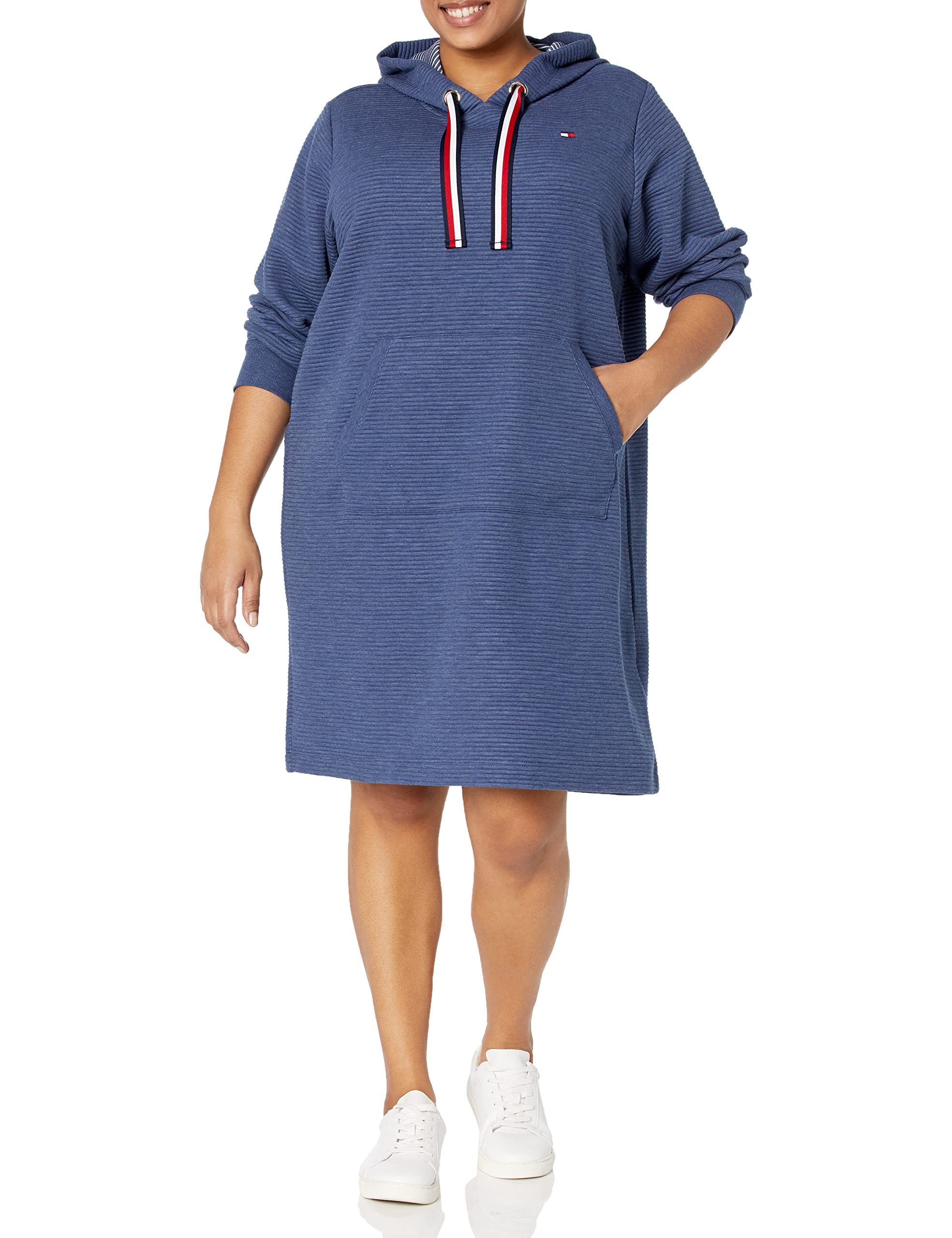 Tommy Hilfiger Plus Women's Hoodie Dress, Denim HTHR, 1X