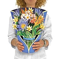 Freshcut Paper Pop Up Cards, Tropical Bloom, 12 Inch Life Sized Forever Flower Bouquet 3D Popup Greeting Cards, Mother's Day Gifts, Birthday Gift Cards, Gifts for Her with Note Card & Envelope