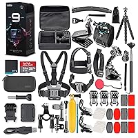 GoPro HERO9 Black - Waterproof Action Camera with Front LCD, Touch Rear Screens, 5K Video, 20MP Photos, 1080p Live Streaming, Stabilization + 32GB Card and 50 Piece Accessory Kit - Action Kit
