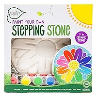 Creative Roots Mosaic Flower Garden Stepping Stone Kit, Includes 7-Inch Ceramic Stone & 6 Vibrant Paints, DIY Stepping Stone Kit for Kids Ages 6+