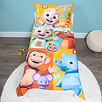 Learning is Fun 4 Piece Toddler Bedding Set – Includes Comforter, Sheet Set – Fitted + Top Sheet + Reversible Pillowcase for Boys and Girls Bed, Letters and Music Design, Orange