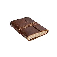 Hotcinfin Leather Bound Journal for Men/Women, Rustic Vintage Handmade Large Writing Notebook with 240 Kraft Lined Pages(6x8 inches), Business