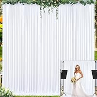 8ft x10ft White Backdrop Curtain for Party White Wrinkle Free Wedding Back Drop Drapes Curtains Fabric Decorations Photo Backdrops Cloth for Baby Shower Birthday Photoshoot