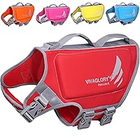 VIVAGLORY Lightweight Dog Life Jacket, Pet Life Preserver Life Vest Skin-Friendly Neoprene for Large Dogs with D-Ring and Quick Release Buckle, Red