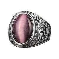 Genuine Real Natural Cats Eye Amethyst Gemstone Ring, 925 Sterling Silver Ring For Men, (size 12.75)